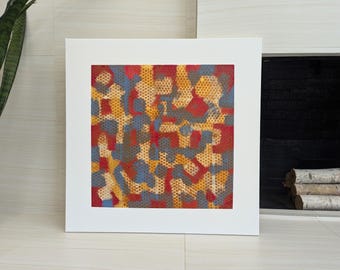 Abstract Expressionist Acrylic Painting: Vivid Primary Colors, 30x30 Inch