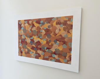 Abstract Expressionist Painting: Aqua, Red, Orange Canvas Art (40x30 Inch)