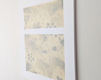 Abstract Expressionist Painting: Yellow Gray Textured Canvas Art (30x40 Inch)