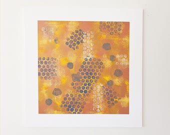 Abstract Expressionist Painting: Orange, Yellow, and Blue Canvas Art (36 x 36 Inch)