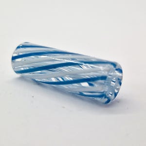 Custom Glass Tip Mouthpiece Vortex Twisted Slim 10mm - 7 Holes - Cooling Filter - Limited Edition - Blue Wave Spiral