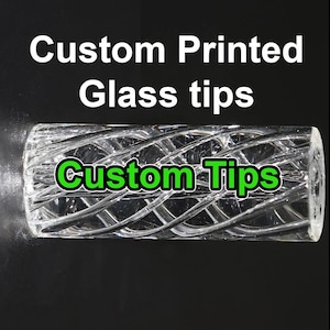 Custom Printed Glass Tip Mouthpiece Vortex Twisted 8mm 10mm 12mm - 7 Holes - Cooling Filter