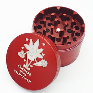 Valentines Love Premium Grinder Crusher 63mm 4 Part Metal Herb Magnetic Engraved Design Lovers Gift
