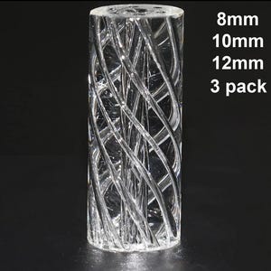 Glass Tip Mouthpiece Vortex Twisted Slim 8mm 10mm 12mm - 7 Holes - Cooling Filter - 3 Pack
