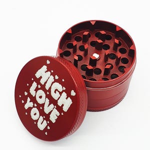 Valentines Love Grinder Crusher 50mm 4 Part Metal Herb Magnetic Engraved Design Gift