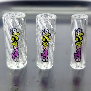 Glass Dank Tip Mouthpiece Vortex Twisted Slim 8mm 10mm 12mm - 7 Holes - Cooling Filter - 3 Pack