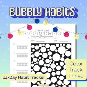 Coloring Habit Tracker for 7 Tasks in 14 Days, Printable PDF