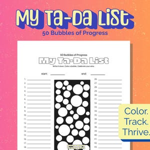 Ta-Da List PDF – Coloring 50 Bubbles - sort of like To-Do lists, but way better