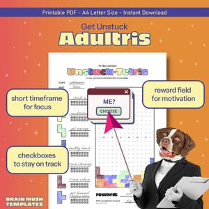 Tetris Habit Tracker Printable – 2-Week PDF Habit Journal for ADHD, Executive Dysfunction, Selfcare & Daily Routine – Fun Gamified Planner