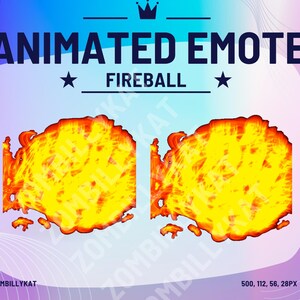 K&ouml;nnte beinhalten: Animiertes Emoji eines Feuerballs mit dem Text "FIREBALL" in wei&szlig;en Buchstaben mit einem Stern auf jeder Seite. Das Emoji ist 500 Pixel breit, 112 Pixel hoch, 56 Pixel tief und 28 Pixel pro Zoll.