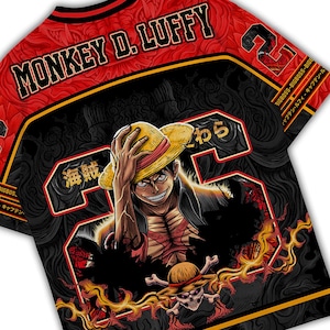 Monkey D Luffy Baseball Jersey | One Piece Anime Cosplay, Custom Name