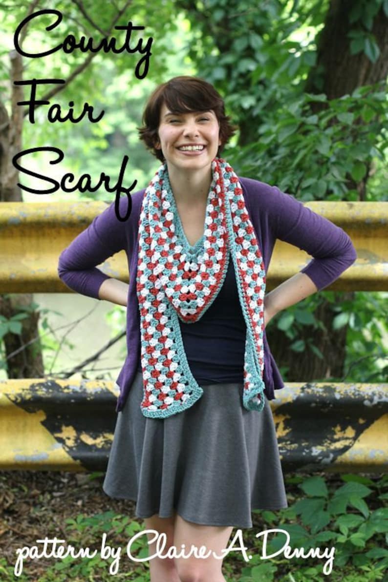 Crochet Scarf pattern County Fair Scarf instant download image 1