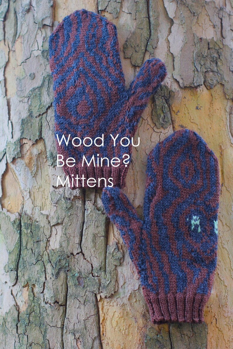 Knit mitten pattern Wood You Be Mine Mittens instant download image 1