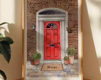 Wall Art for New Home Owner, Red Door Art Print (Digital Download)