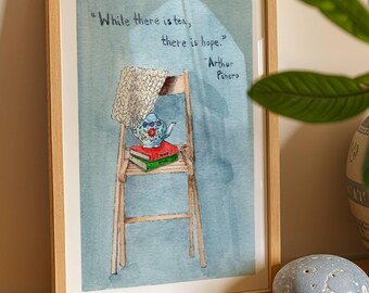 Printable Wall Art for Tea and Book Lovers, Inspirational Hope Quote (Digital Download)