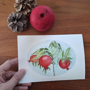 Pomegranate Painting Garden Wall Art Nature Print Fruit Painting Watercolor Giclee Art Print Kitchen Decor Exotic Fruit Illustration Print