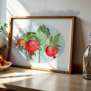 Pomegranate Digital Art Pomegranates Painting Digital Download Pomegranates Print Gardener Gift Nature Printable Wall Art Kitchen Art Decor