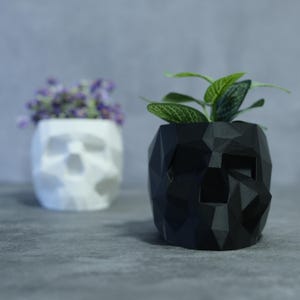 Geometric Skull Planter with Drainage – Gothic Plant Pot | Succulent & Cactus Skull Pot | Skull Horror Planter | 3D Printed Home Decor