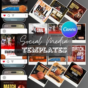 Basketball Instagram Template Bundle Customizable Basketball Banner & Post Designs for Instagram Sports Instagram Template Bundle