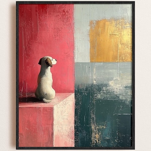 Abstract Dog Art Print: Mid-Century Modern Pet Portrait (Digital Download)