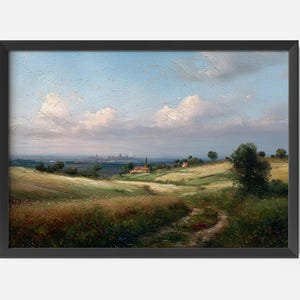 Golden Fields Landscape Print: Rustic Farmhouse Wall Art (Digital Download)