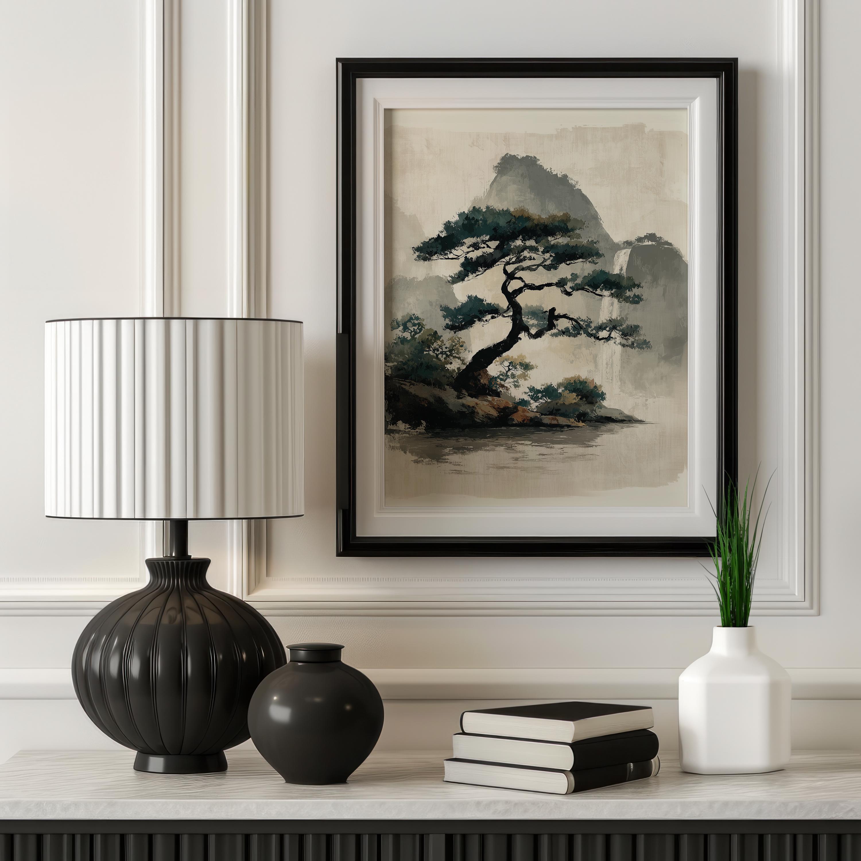 Sumi-e Pine Tree Print: Japanese Zen Landscape Art (digital Download ...