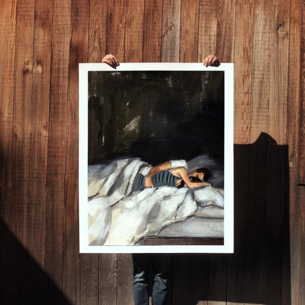 Striped Sleeper . extra large artwork giclee art print