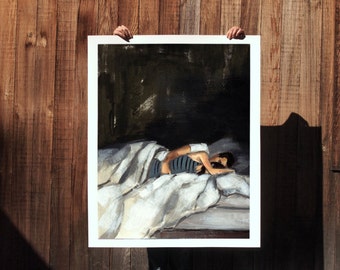 Striped Sleeper . extra large artwork giclee art print