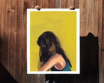 Portrait in Yellow .  extra large wall art . giclee print