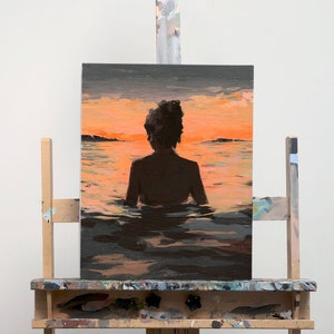 CANVAS wall art . Summer Sunset . ready to hang . gallery stretched . giclee art print image 1