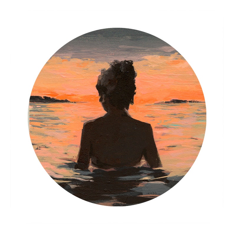 Summer Sunset . CIRCLE . giclee art print image 1