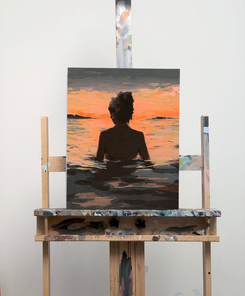 CANVAS wall art . Summer Sunset . ready to hang . gallery stretched . giclee art print image 1