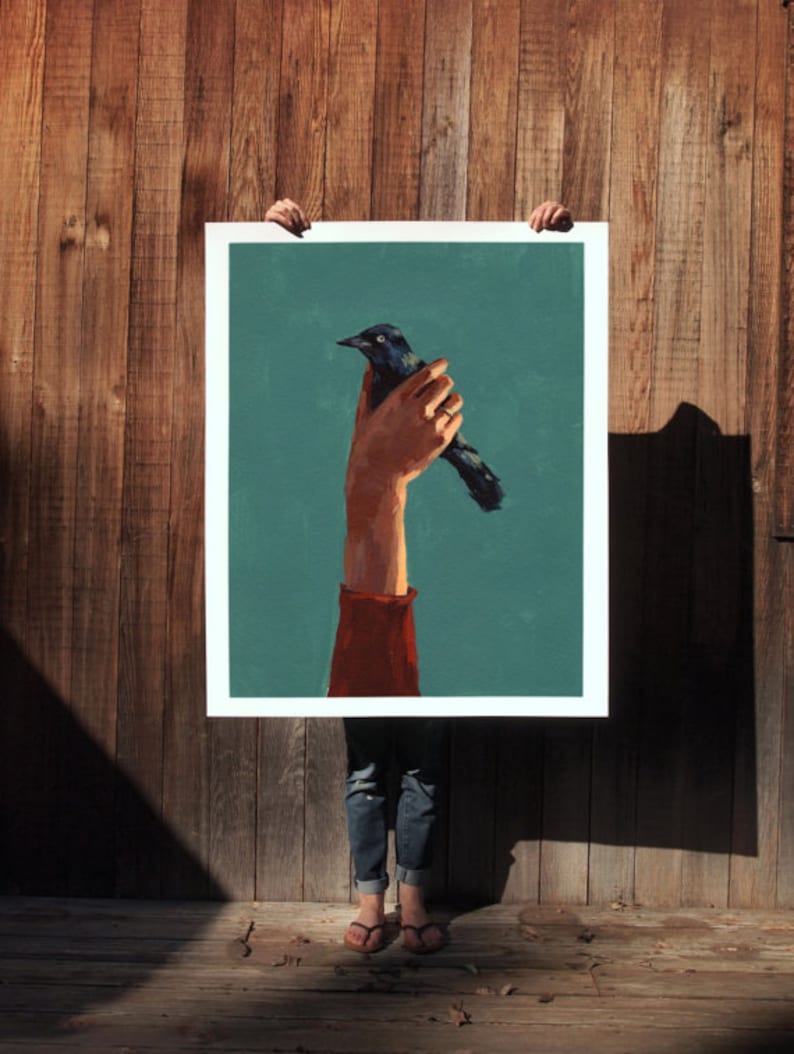 Bird in Hand . giclee art print available in all sizes image 3