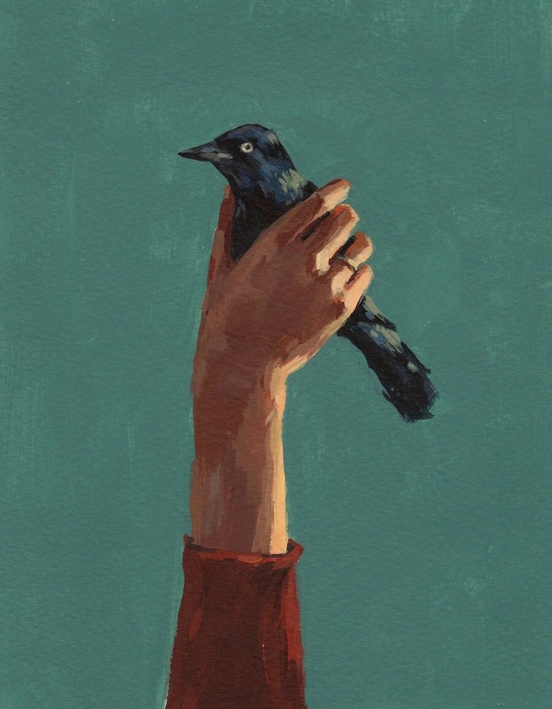 Bird in Hand . giclee art print available in all sizes image 1