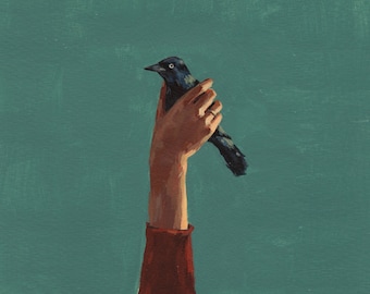 Bird in Hand . HORIZONTAL / landscape giclee print
