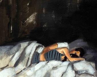 Gestreepte pyjama. Giclée kunstprint, inclusief inlijsting en ophangmogelijkheid.