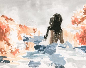 With the Tide .  horizontal giclee art print available in all sizes with framed and ready to hang options