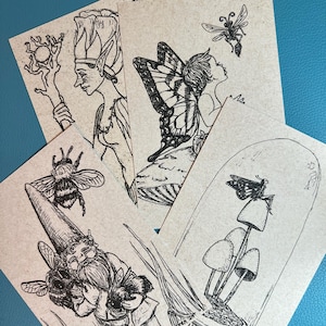 Fadas 4 Impressões de arte de cartão postal