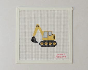 Excavator Needlepoint Canvas