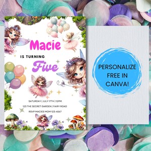 Fairy Birthday Invitation Printable, Magical Fairy Party Invite, Customizable Digital Download, Enchanted Garden, Girl Birthday Invitation