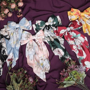 Stylish Large Floral Hair Bows For Girl And Ladies - Perfect For Polytails, Braids, and Buns - Ideal For Casual, Festival & Wedding Looks