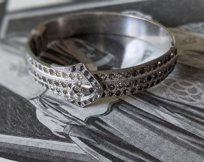 Buckle Effect Vintage 1920s 1930s Faux Buckle Effect Rhinestone + Beaded Metal Art ...