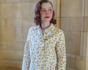 Vintage 1960s Cotton Floral Print Jacket