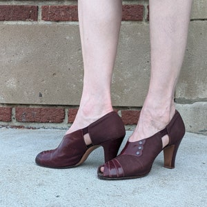 Plum peep top toe shoes