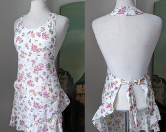 Vintage 1940s Light Cotton Novelty Print Pinafore