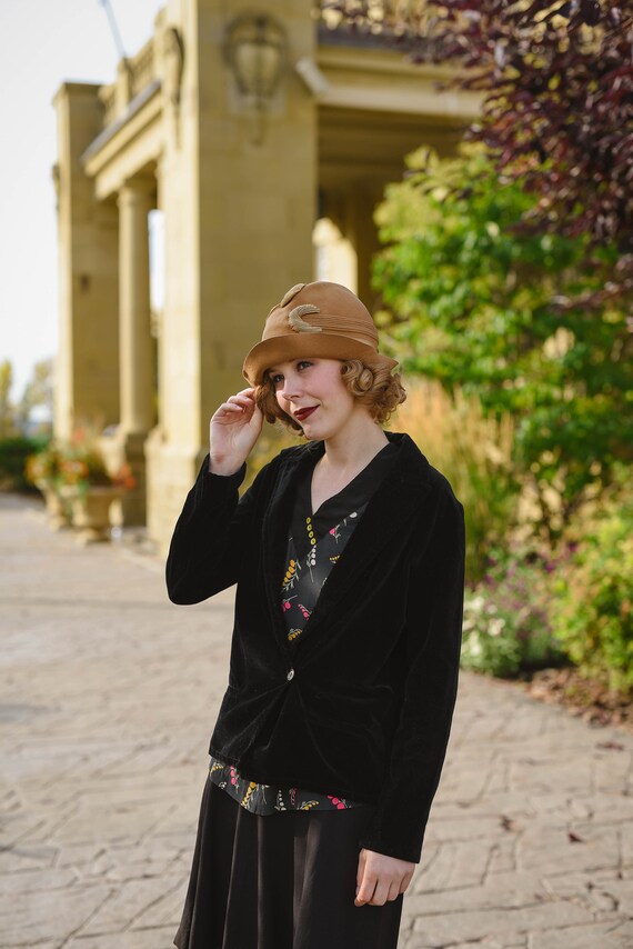 1920s Vintage Black Velvet Blazer Jacket