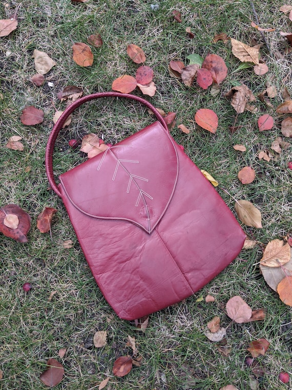 AS IS 1940s Merlot Leaf Handbag