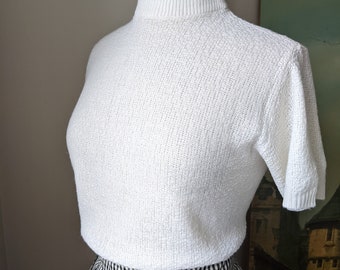 Vintage 1950s 1960s Futurama Off White Knitted Acrylic Sweater