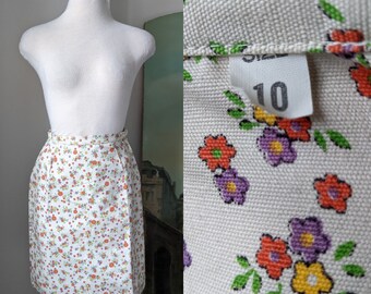 Vintage 1960s Floral Cotton Twill Skirt NWT