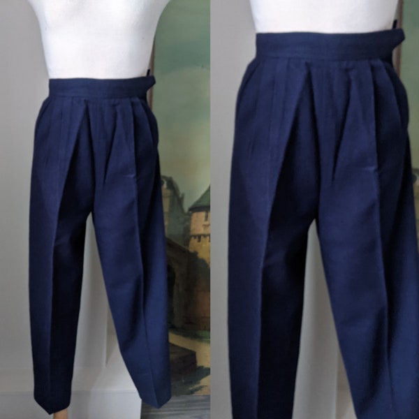 Vintage 1940s Navy Wool Felt Ski Snow Trousers